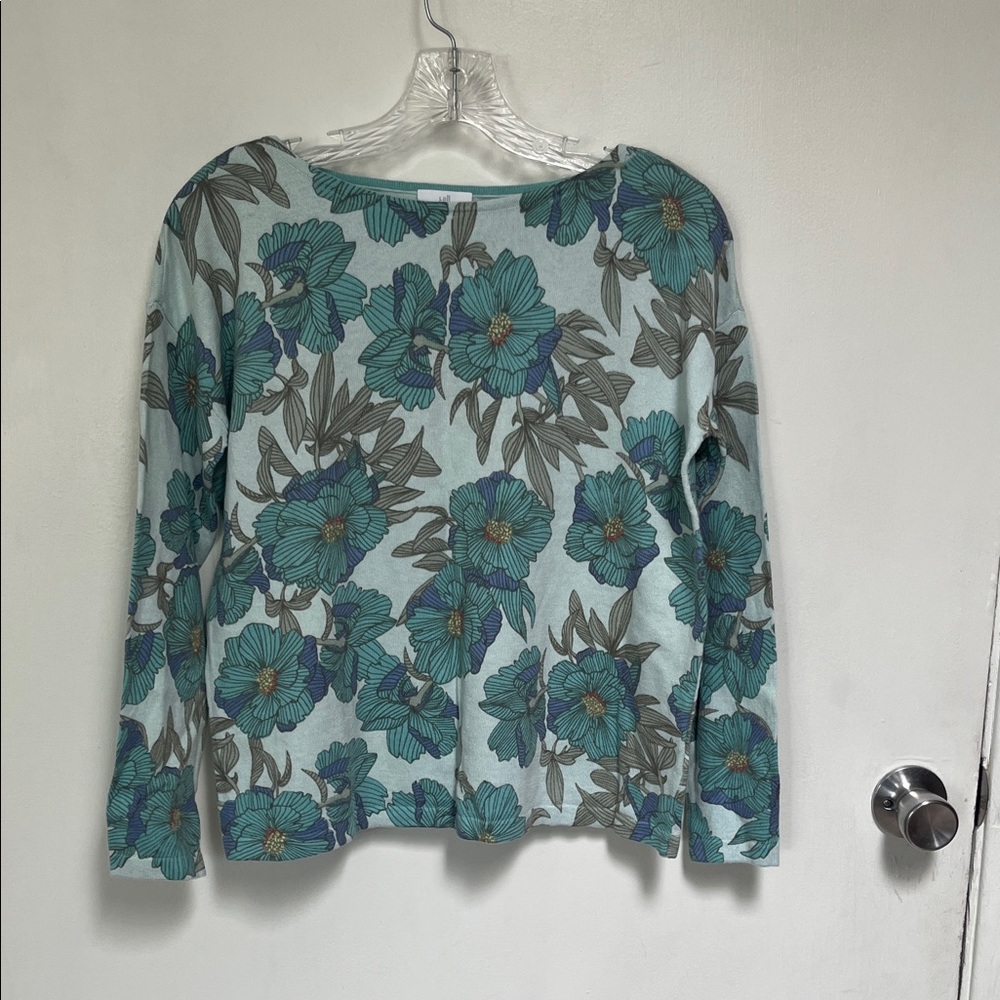 J. Jill Teal and Gray Floral Blouse
